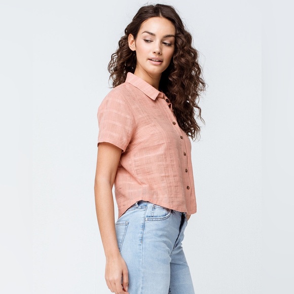 FREE🌟 Tilly’s Sky & Sparrow plaid Cream Camp Shirt Sheer White Linen Button Down - Picture 7 of 8